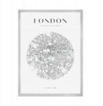  Térkép poszter, Nagy-Britannia, London, kb. 21x29, 7 cm ezüst színű keret (MP1-0025_21X29,7,039)