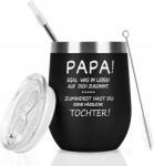  Termosz bögre szívószállal, 350 ml, fekete, német nyelvű felirattal (x)