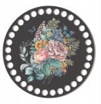 Eko-deco BSZ766-UVBL Nyomott mintás kosár alap 15cm romantikus virágok, fekete H (BSZ766-UVBL)