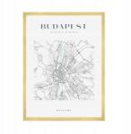  Várostérkép poszter Budapest, négyzet alakú, 50x70 cm arany színű keret (MP1-0117_50X70,045)