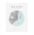  Miami várostérkép poszter, kb. 21x29, 7 cm fehér keret (MP1-0079_21X29,7,063)