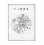  Madrid várostérkép poszter, kb. 21x29, 7 cm ezüst keret (MP1-0103_21X29,7,039)