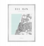  Tel Aviv, Izrael várostérkép poszter, Ázsia, négyzet alakú, 21x29, 7 cm ezüst színű keret (MP1-0087_21X29,7,039)