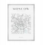  Moszkva várostérkép poszter, négyzet alakú, 21x29, 7 cm ezüst színű keret (MP1-0054_21X29,7,039)