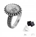 Ulex Premium Ezüst gyűrű, 925-ös finomságú, elegáns, természetes howlittal, ajándék méret 19 (PE-2336-P/19 Howlit naturalny kamień)