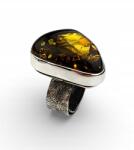  Konyak borostyán gyűrű 925 ezüst, állítható tanúsítvány doboz