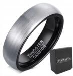 STEELOVA Ezüst-fekete Matt Volfrám Gyűrű 6MM méret15 (OW088)