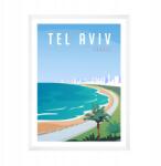  Tel Aviv, Izrael, Ázsia városplakát, 21x29, 7 cm fehér keret (MP1-0200_21X29,7,063)