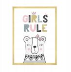  Gyerek poszter Girls rule 50x70 cm arany keret (MP1-0214_50X70,045)