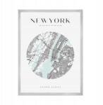  New York várostérkép plakát kb. 21x29, 7 cm ezüst színű keret (MP1-0010_21X29,7,039)