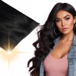 Cameron Hair Természetes clip in póthaj egy szálon, 53 cm, #1 fekete, láthatatlan hajtincsek (5905454902731)