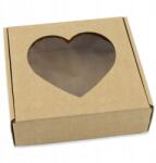 20x20x5 cm Ablakos doboz Szív- Eco barna 5 db-os szett