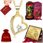  Gyönyörű Arany Nyaklánc Szívecskével 925 Örökrózsa, Szett Gravírozás