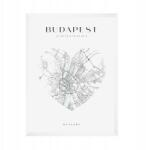  Várostérkép poszter Budapest szív 21X29, 7 cm fehér keret (MP1-0119_21X29,7,063)