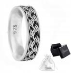 Ulex Premium Ezüst Gyűrű 925 finomságú Fonott Mintás Elegáns Karikagyűrű |méret 23 (SZ-308-P/23 tanie obrączki)