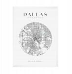  Térkép poszter, Usa, Dallas városa, kb. 21x29, 7 cm fehér keret (MP1-0148_21X29,7,063)