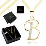 Golden Haus Arany Női Nyaklánc Medál B Betű 925/585 Hosszú Lánc Neki (złoty naszyjnik łańcuszek dla dziewczynki 14k)