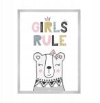  Gyerekposzter "Girls rule" 21x29, 7 cm ezüst színű keret (MP1-0214_21X29,7,039)