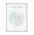  Fali poszter Cape Town várostérképe kb. 21X29, 7 cm ezüst színű keret (MP1-0133_21X29,7,039)