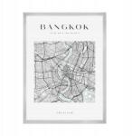  Bangkok várostérkép poszter, négyzet alakú, 21x29, 7 cm ezüst színű keret (MP1-0126_21X29,7,039)