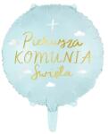 Party Deco Fólia lufi Elsőáldozásra, héliummal/levegővel tölthető, kerek, kék, 45 cm-es, felirattal