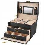 Beautylushh Fekete Ékszerdoboz Tükörrel Fekete kulcs (6348)