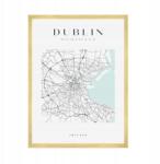  Dublin várostérkép poszter, négyzet alakú, 50x70 cm arany keret (MP1-0138_50X70,045)