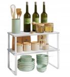 SONGMICS Polcos Könyvespolc Rendező Szett 2 Stílus Loft Ipari Fehér 40 cm (KCS025W01)