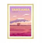  Tanzánia poszter, Afrika, Kilimandzsáró hegy, 50x70 cm arany keret (MP1-0170_50X70,045)