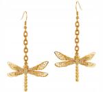 Colibra Arany Színű, Hosszú, Láncos Szitakötő Fülbevaló Swarovski Kristályokkal Nagyon Elegáns (P15/WAŻ/10)