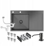 Granitan Acél Mosogató Csepegtetővel Fekete Szárítógép BARI78L (BARI78L czarny)