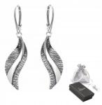 Ulex Premium Ezüst fülbevaló, 925-ös finomságú. Elegáns Roxy fülbevaló, ajándék nőknek, nagyobb méret (Bh-601D-KSP wiszące oksydowane)