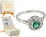  Ezüst gyűrű zöld szemekkel és cirkóniákkal 925 22 (biżuteria na urodziny imieniny rocznicę)
