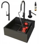 Granitan Gránit Mosogató Tavo Skandináv Farmer Csaptelep Adagoló Csepegtető Fekete (TAVO23160)