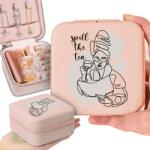  Ékszerdoboz Teás Rózsa Spill The Tea Mintával (Organizer Na Biżuterię Pudrowy Róż)