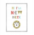  Gyerekszoba poszter Hi I'm new here 21X29, 7 cm ezüst keret (MP1-0242_21X29,7,039)