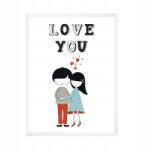  Gyerekszoba poszter "Love you" felirattal 21x29, 7 cm fehér keret (MP1-0289_21X29,7,063)