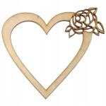 Loveart Szív rózsával fa dísz rétegelt lemezből Loveart 10 cm Decoupage dekoráció (Klamerka/S)
