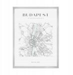  Poszter Várostérkép Budapest négyzet 21X29, 7 cm ezüst keret (MP1-0117_21X29,7,039)