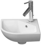 Duravit ME by Starck - Sarok mosdókagyló 435x380 mm, túlfolyóval, csapfurattal, WonderGliss, fehér 07224300001 (07224300001)
