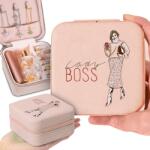  Ékszerdoboz Ékszertartó Rózsaszín Lady Boss Mintás (Organizer Na Biżuterię Pudrowy Róż)