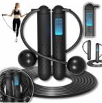 RBHome Ugrókötél Golyókkal Terhelés Számláló LCD Led Állítható 280CM Crossfit Fit (SKAKANKA Z KULKAMI OBCIĄŻENIEM LICZNIK 280CM)