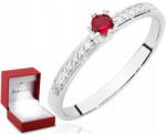 ZŁOCISTO Fehér arany gyűrű Rubin Gyémántok Gravírozás 585 (BC-031)