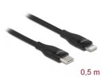 Delock USB Type-C-Lightning adat- és töltőkábel iPhone, iPad és iPod készülékekhez, fekete, 0, 5 m, MFi (86636)