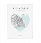  Shanghai Kína várostérkép poszter, Ázsia, szív, 21x29, 7 cm fehér keret (MP1-0101_21X29,7,063)