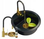 Granitan Gránit Mosogató Egymedencés Kerek Golden Arno Szifon Csaptelep (ARNO23511)