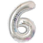 Dekorstar Léggömb Szám 6 Ezüst 100cm 1 méter 6 Születésnap 6 év Héliumos Fólia Nagy XXL