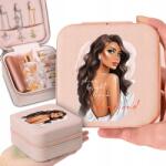  Ékszerdoboz Rózsaszín Női Finom Mintákkal (Organizer Na Biżuterię Pudrowy Róż)