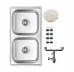 Kuchinox Acél mosogató 78x43 süllyesztett konyhai kétrekeszes szifon szalag (SKS 320T)