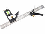 Extol Premium asztalos kombinált derékszög/vízmérték/vonalzó, többfunkciós, 300 mm, ALU/Inox, mm beosztás, 0°-45°-90° beosztás (8825105)